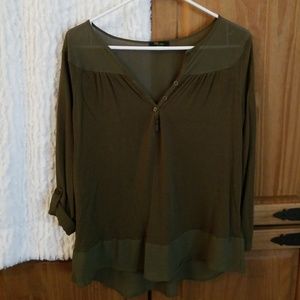 Flowing olive green blouse